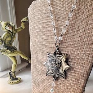 Vintage Crown Pin Necklace